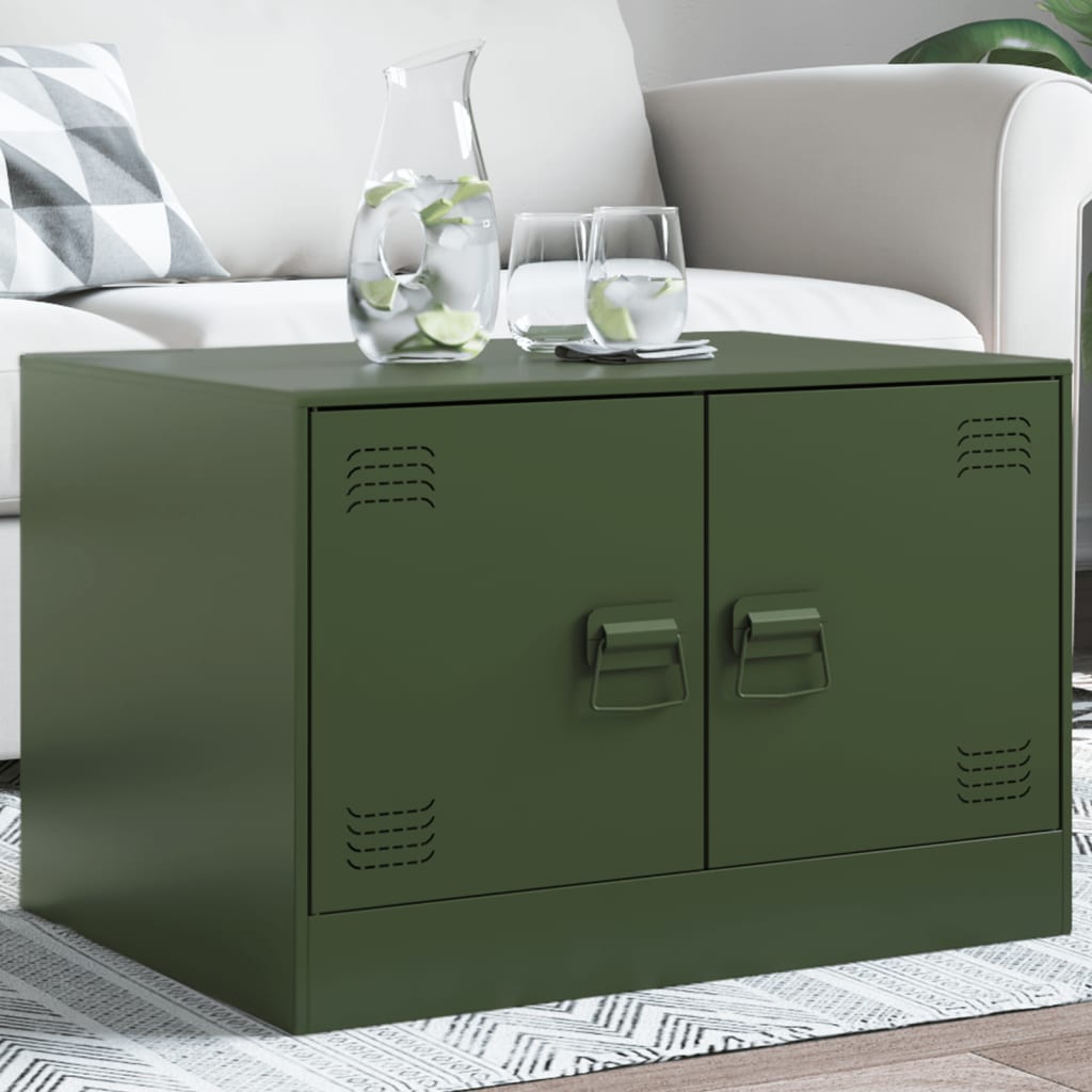 Salontafel 67x50x44 cm staal olijfgroen