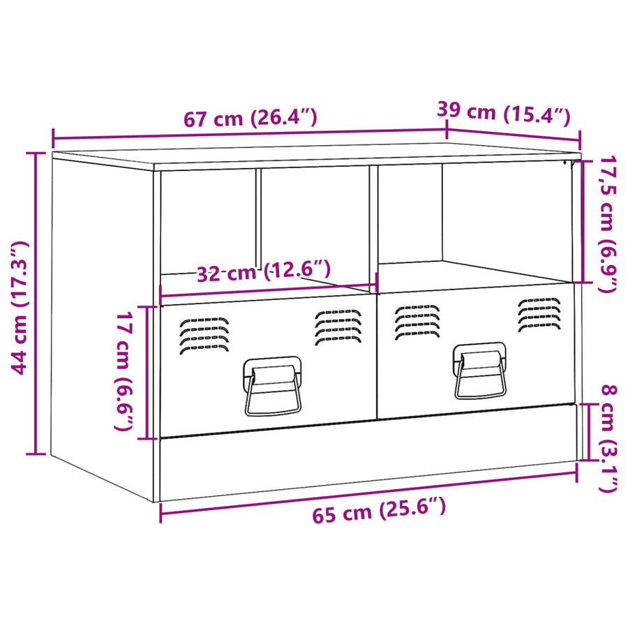 Tv-meubel 67x39x44 cm staal zwart