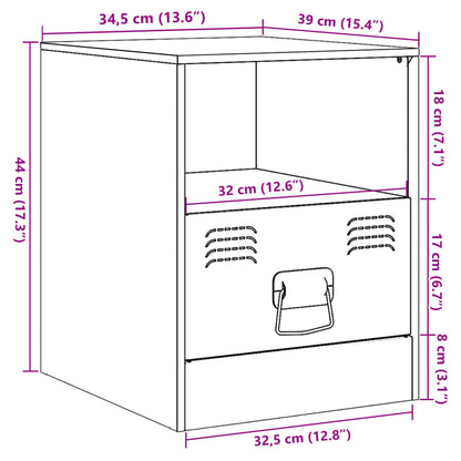 Nachtkastje 34,5x39x44 cm staal roze