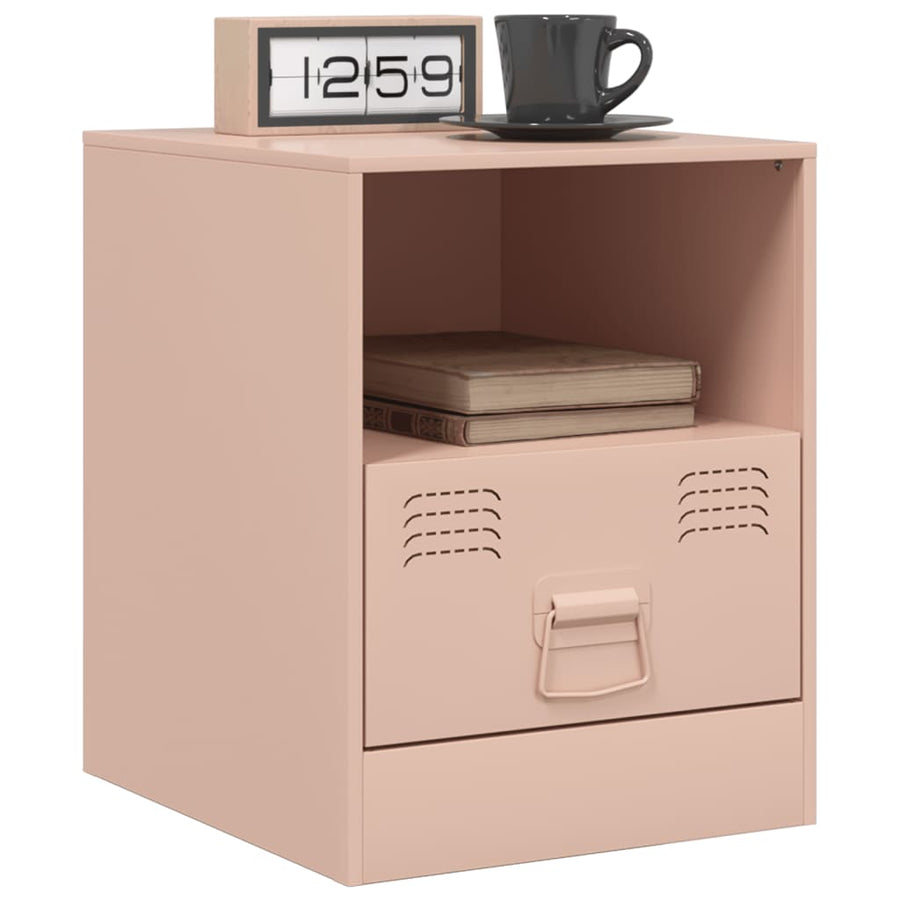 Nachtkastjes 2 st 34,5x39x44 cm staal roze