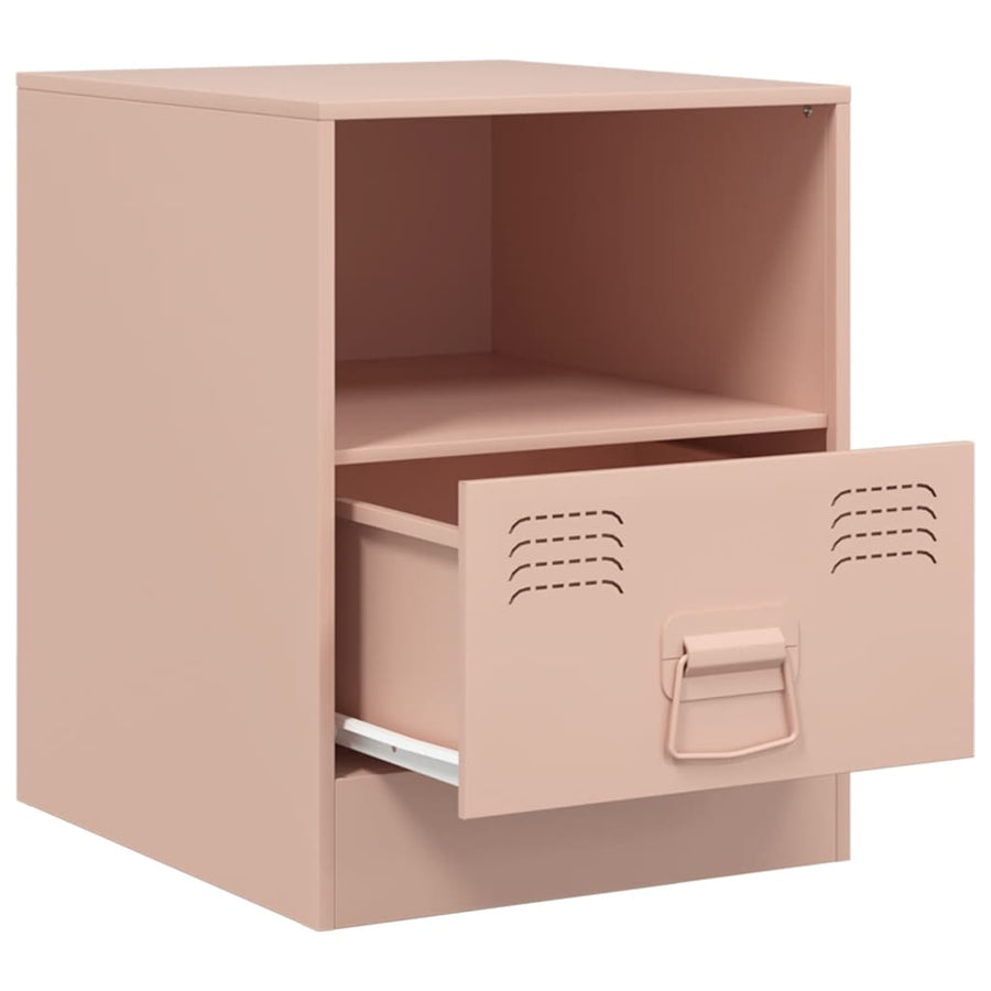Nachtkastjes 2 st 34,5x39x44 cm staal roze