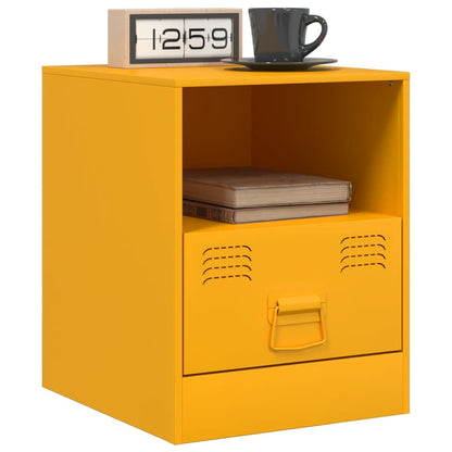 Nachtkastjes 2 st 34,5x39x44 cm staal mosterdgeel