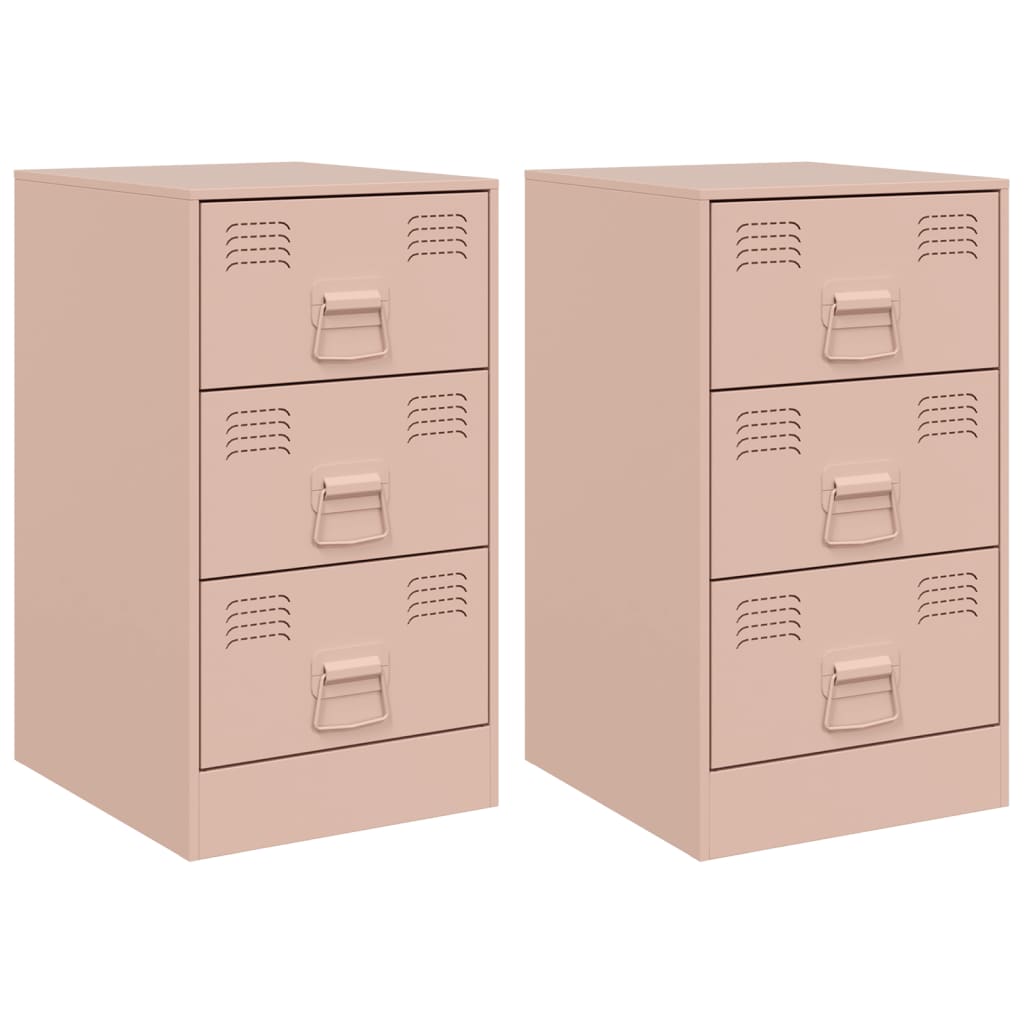 Nachtkastjes 2 st 34,5x39x62 cm staal roze