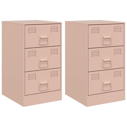 Nachtkastjes 2 st 34,5x39x62 cm staal roze