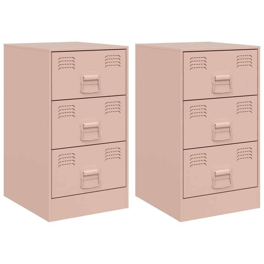 Nachtkastjes 2 st 34,5x39x62 cm staal roze