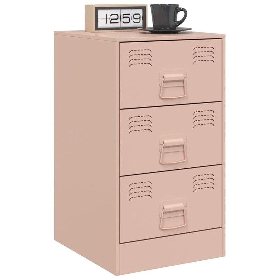 Nachtkastjes 2 st 34,5x39x62 cm staal roze
