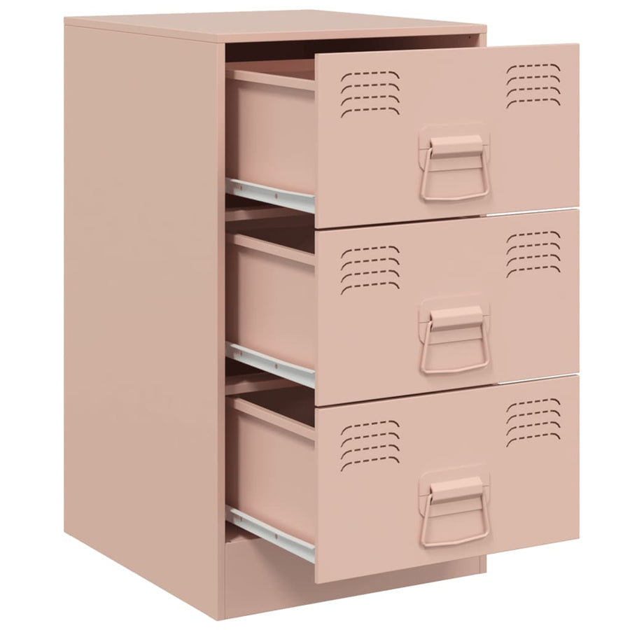 Nachtkastjes 2 st 34,5x39x62 cm staal roze