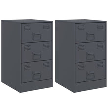 Nachtkastjes 2 st 34,5x39x62 cm staal antracietkleurig