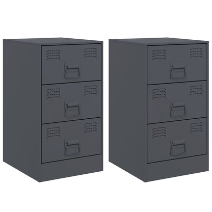 Nachtkastjes 2 st 34,5x39x62 cm staal antracietkleurig