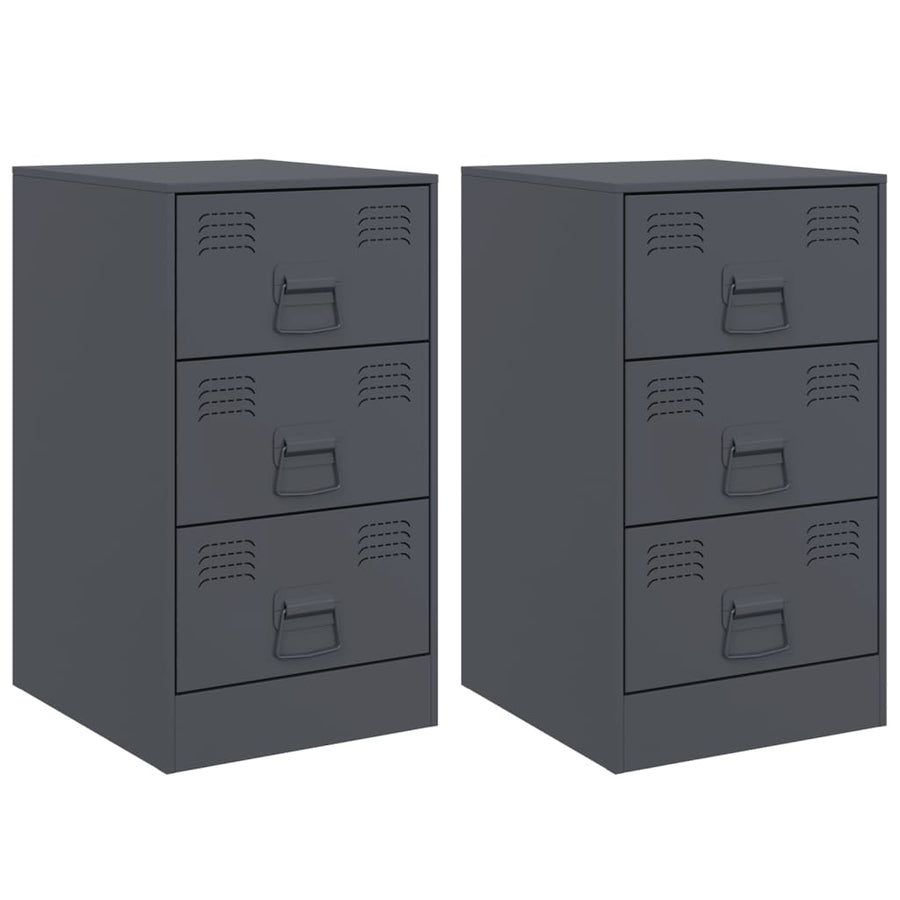 Nachtkastjes 2 st 34,5x39x62 cm staal antracietkleurig