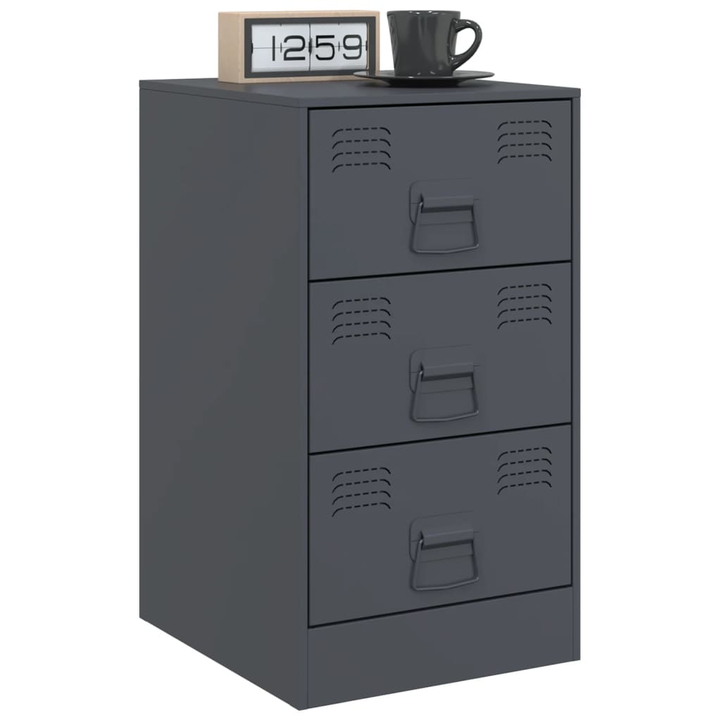 Nachtkastjes 2 st 34,5x39x62 cm staal antracietkleurig