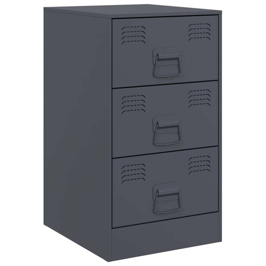 Nachtkastjes 2 st 34,5x39x62 cm staal antracietkleurig