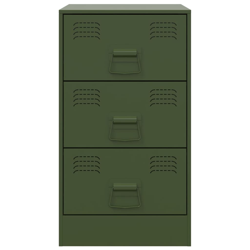 Nachtkastje 34,5x39x62 cm staal olijfgroen