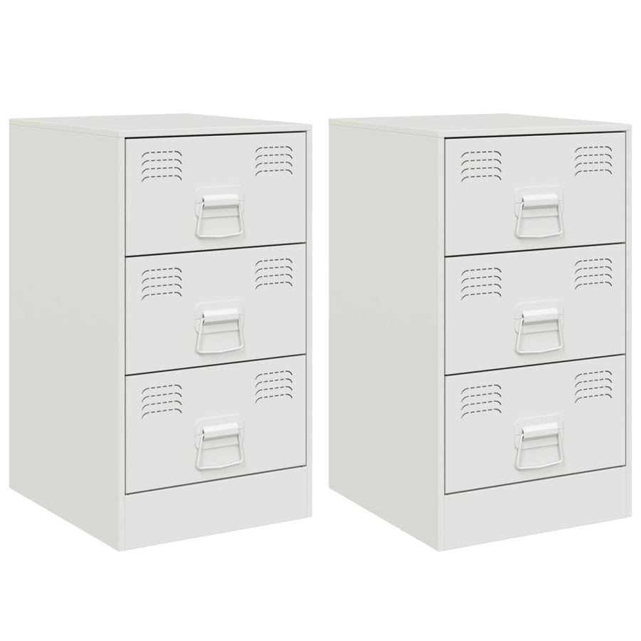 Nachtkastjes 2 st 34,5x39x62 cm staal wit