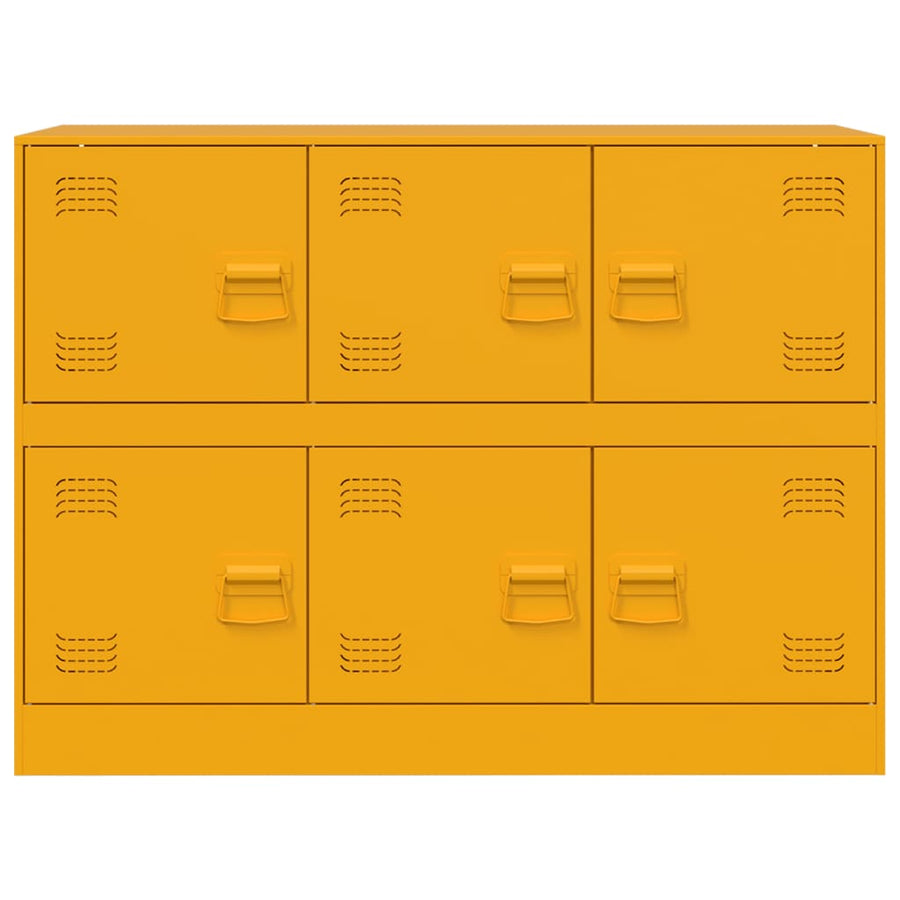 Dressoir 99x39x73 cm staal mosterdgeel