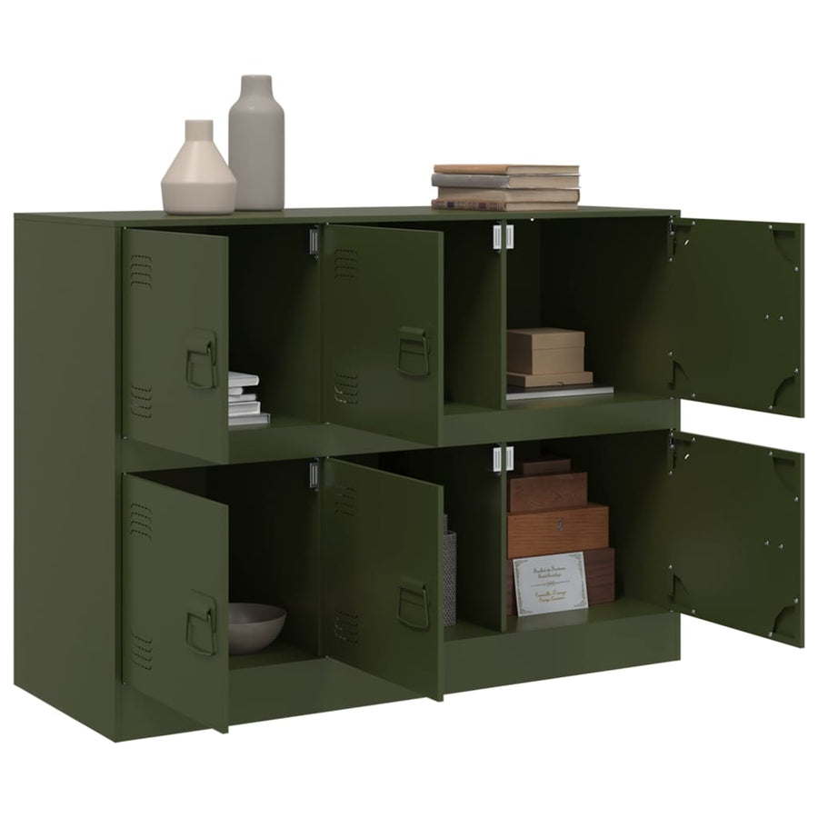 Dressoir 99x39x73 cm staal olijfgroen