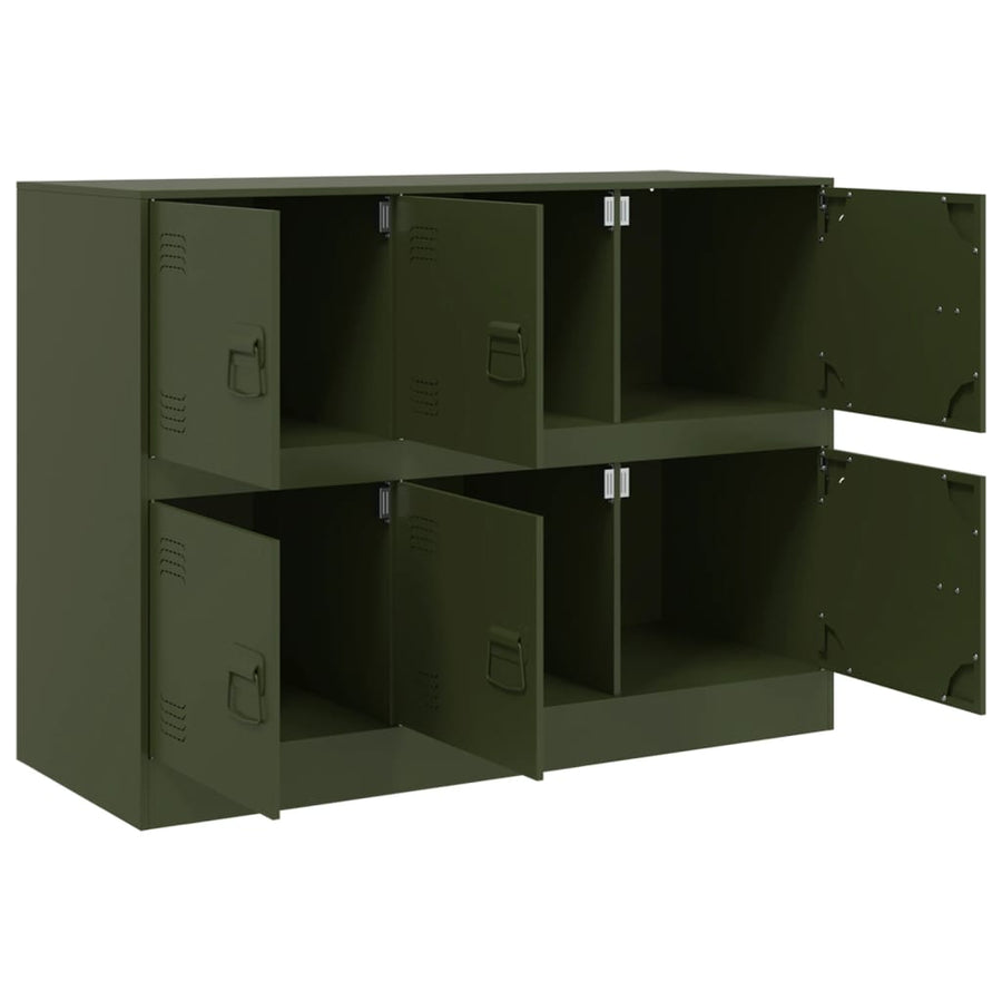 Dressoir 99x39x73 cm staal olijfgroen
