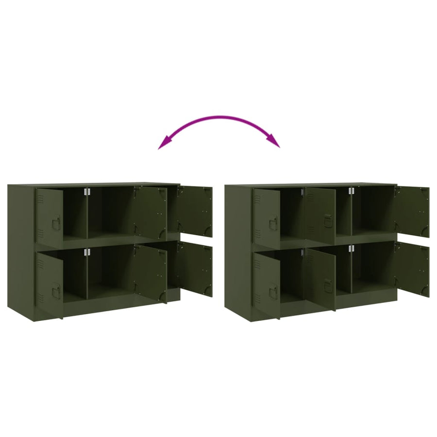 Dressoir 99x39x73 cm staal olijfgroen