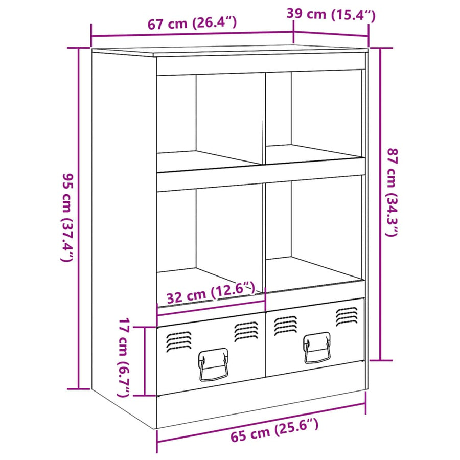 Hoge kast 67x39x95 cm staal roze