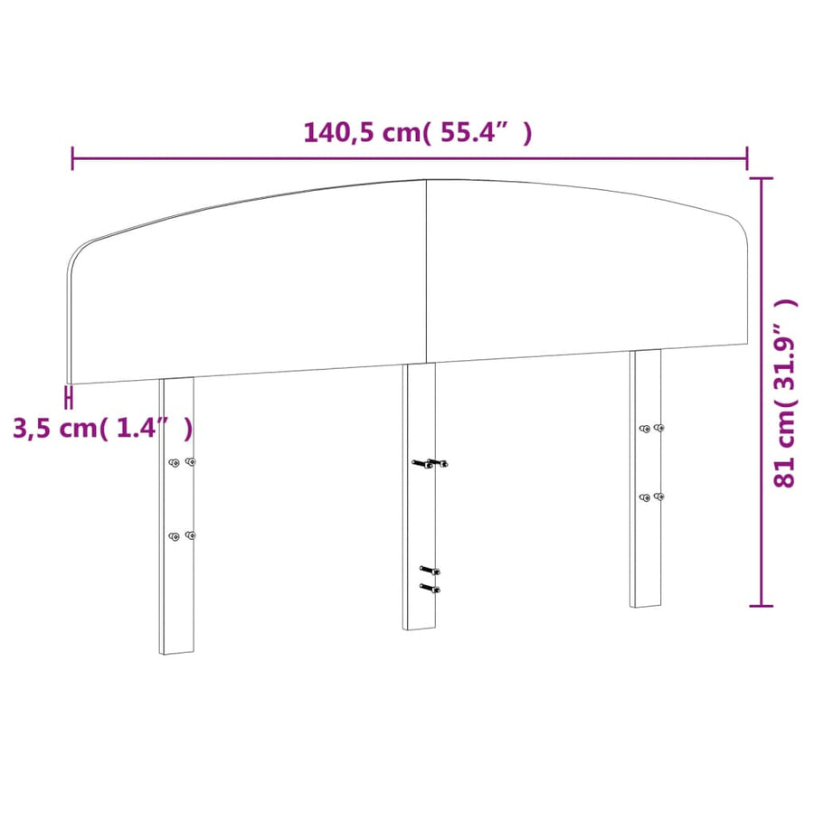 Hoofdbord Massief Grenenhout Was Bruin 135 cm