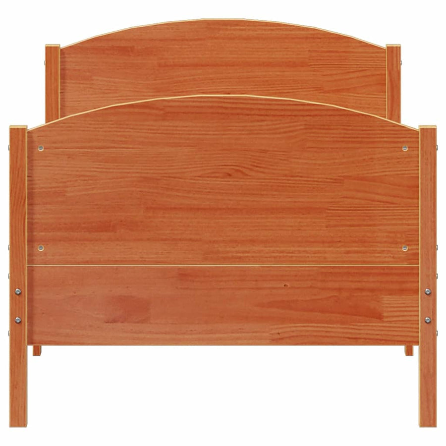 Bedframe met hoofdbord massief grenenhout wasbruin 100x200 cm