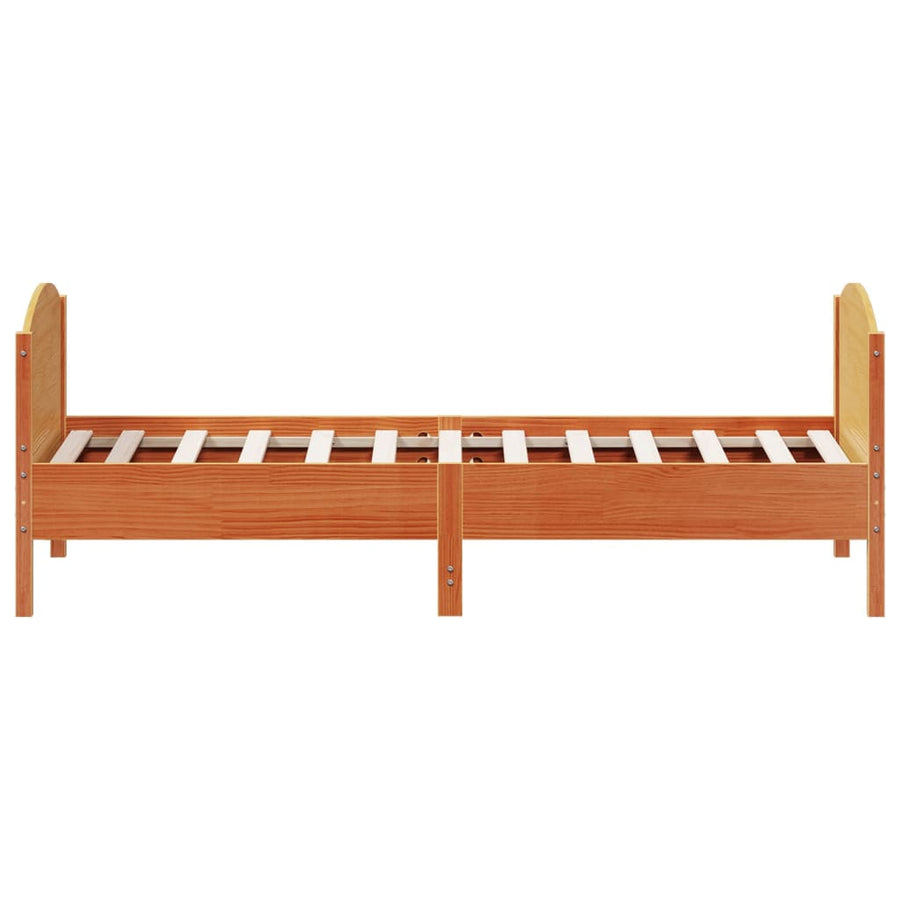 Bedframe met hoofdbord massief grenenhout wasbruin 100x200 cm
