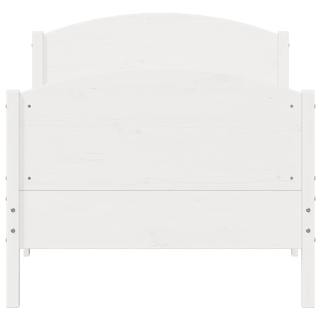 Bedframe met hoofdbord massief grenenhout wit 90x200 cm