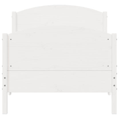 Bedframe met hoofdbord massief grenenhout wit 90x200 cm