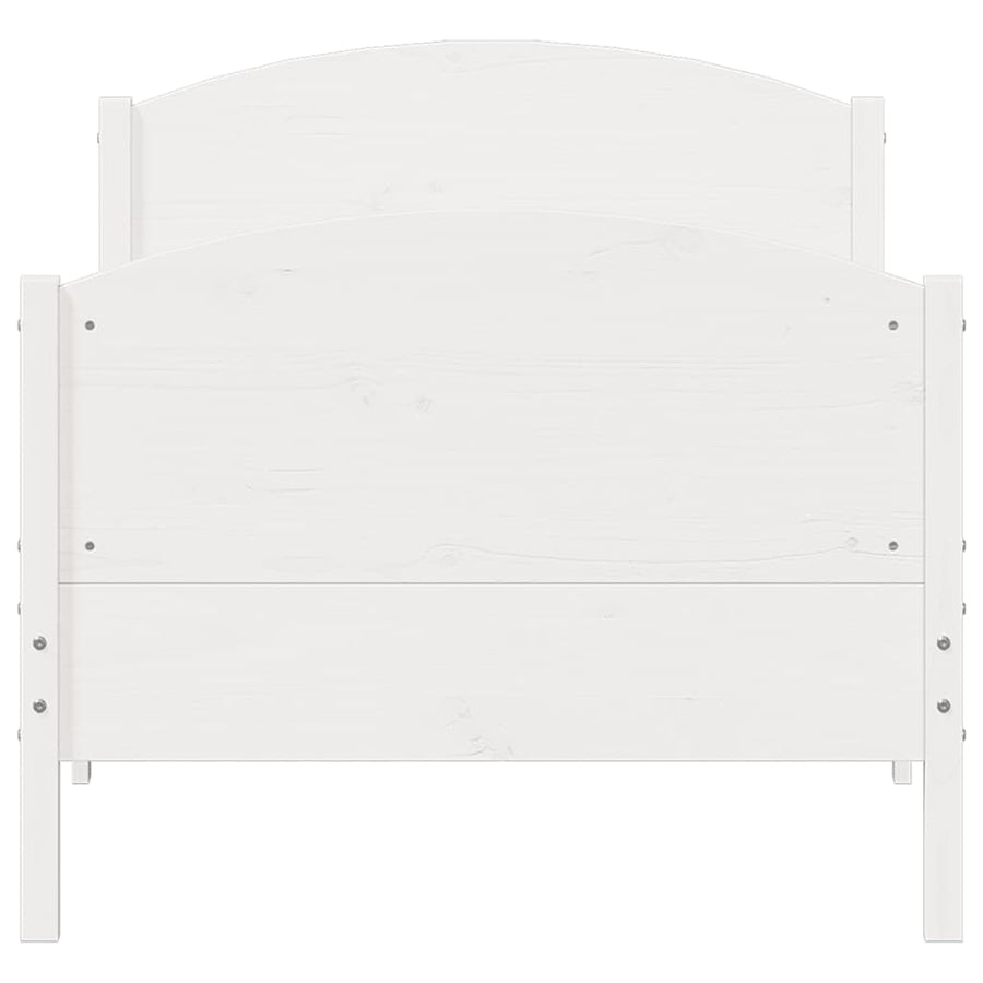 Bedframe met hoofdbord massief grenenhout wit 90x200 cm