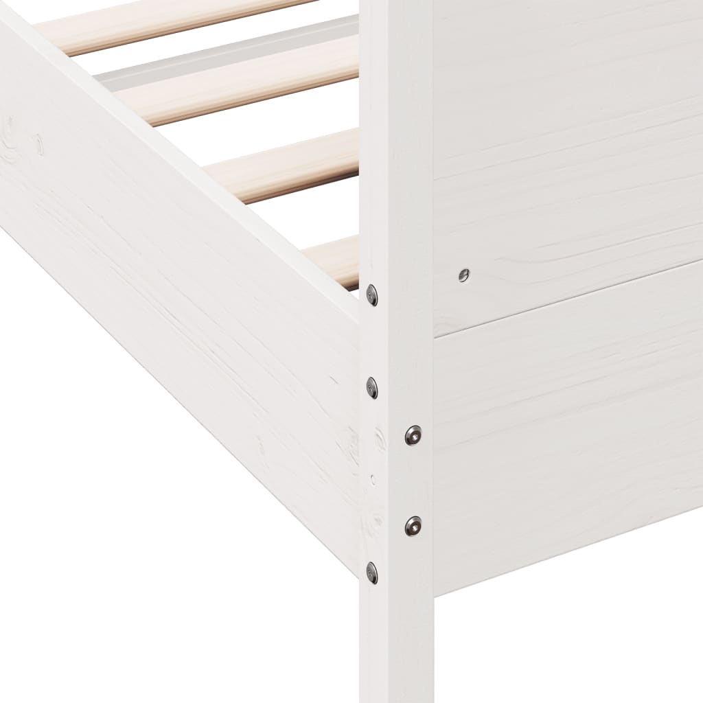 Bedframe met hoofdbord massief grenenhout wit 90x200 cm