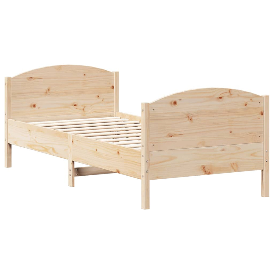 Bedframe met hoofdbord massief grenenhout 90x190 cm