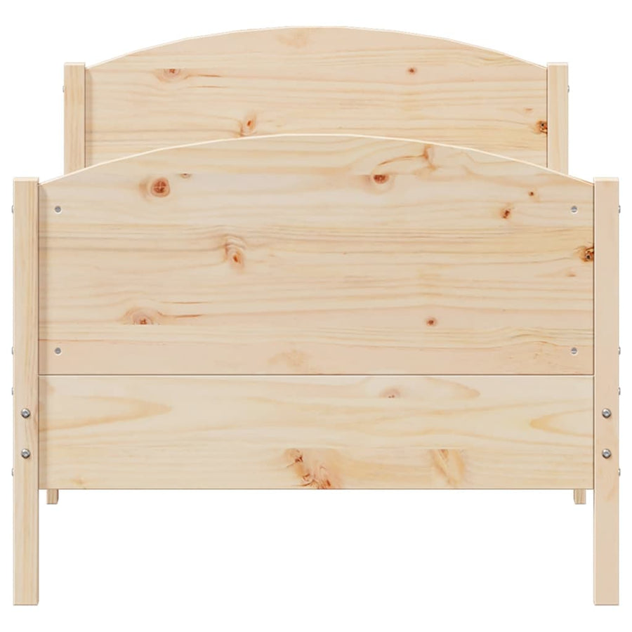 Bedframe met hoofdbord massief grenenhout 90x190 cm