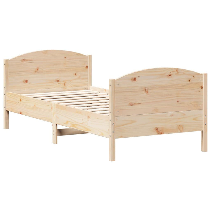 Bedframe met hoofdbord massief grenenhout 90x190 cm