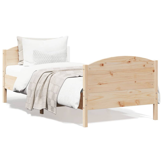 Bedframe met hoofdbord massief grenenhout 90x190 cm