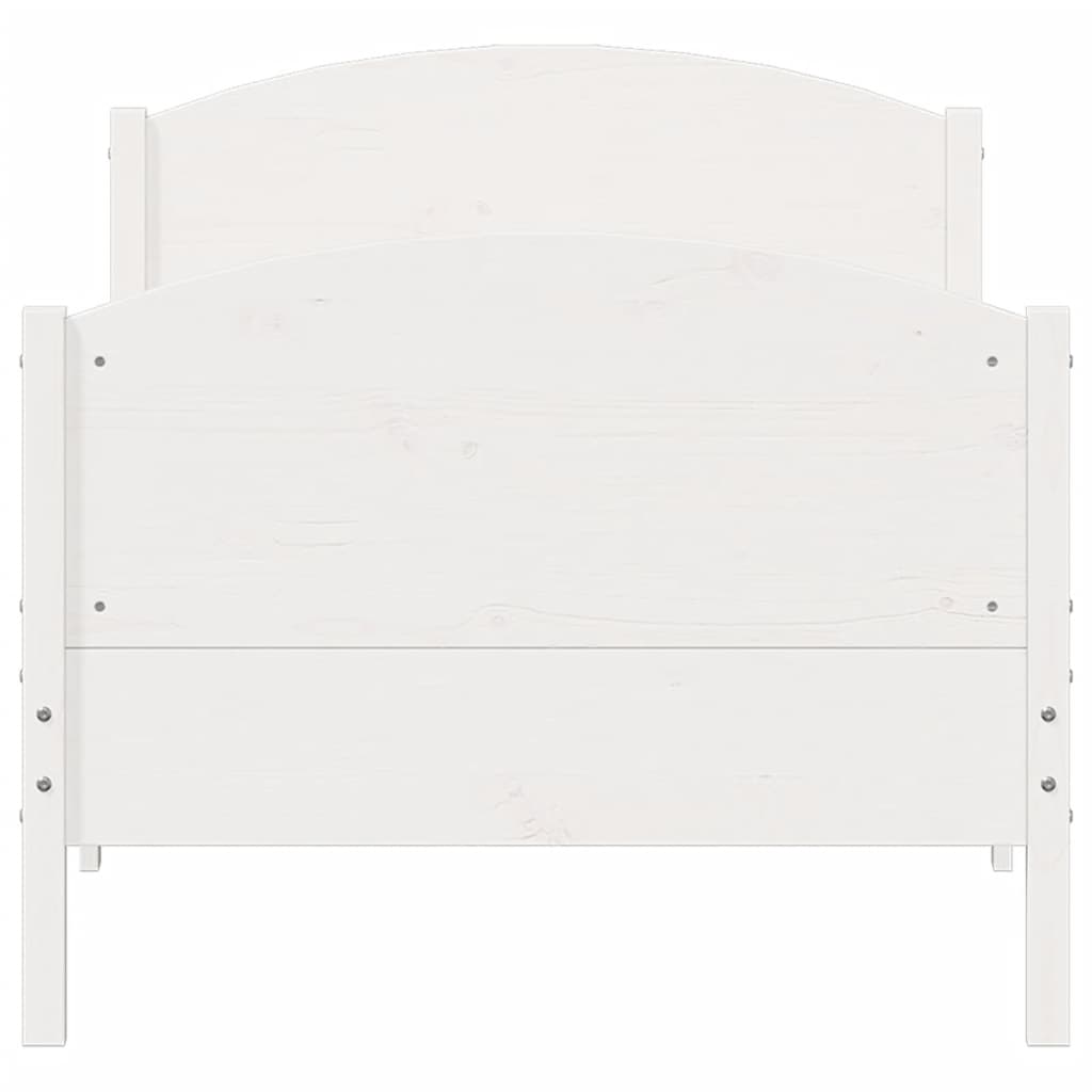Bedframe met hoofdbord massief grenenhout wit 90x190 cm