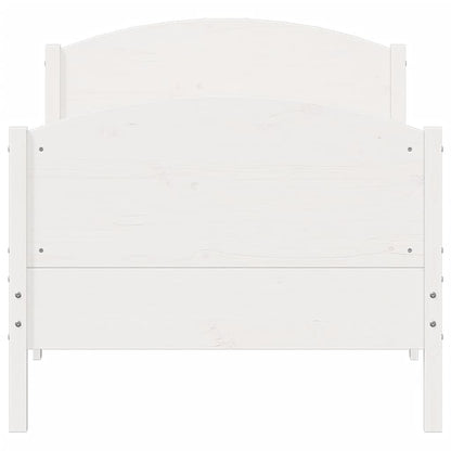 Bedframe met hoofdbord massief grenenhout wit 90x190 cm
