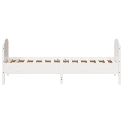 Bedframe met hoofdbord massief grenenhout wit 90x190 cm