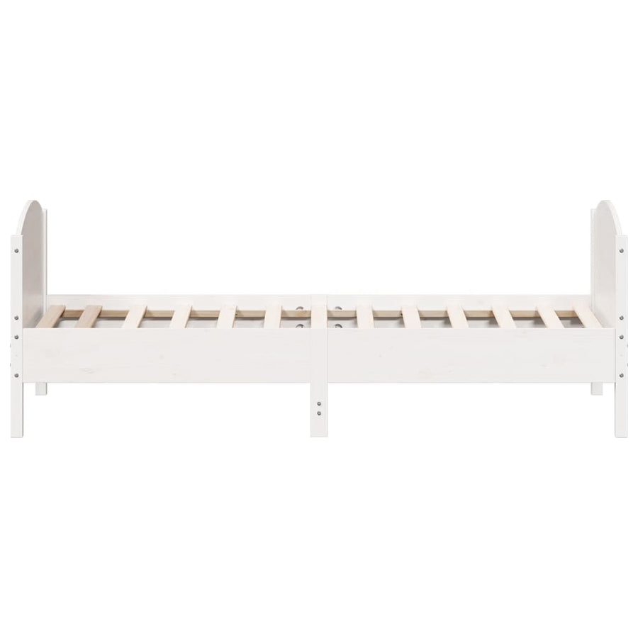 Bedframe met hoofdbord massief grenenhout wit 90x190 cm