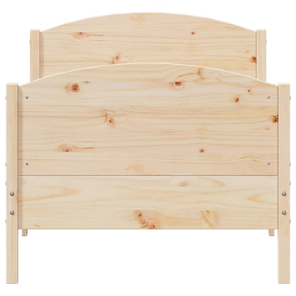 Bedframe met hoofdbord massief grenenhout 75x190 cm