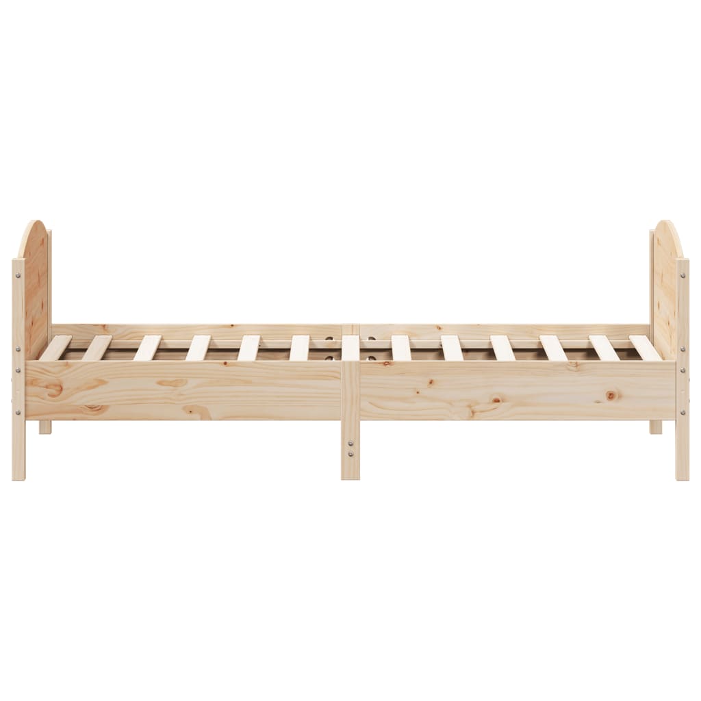 Bedframe met hoofdbord massief grenenhout 75x190 cm