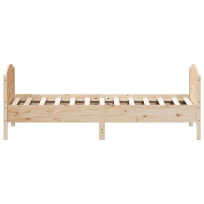 Bedframe met hoofdbord massief grenenhout 75x190 cm