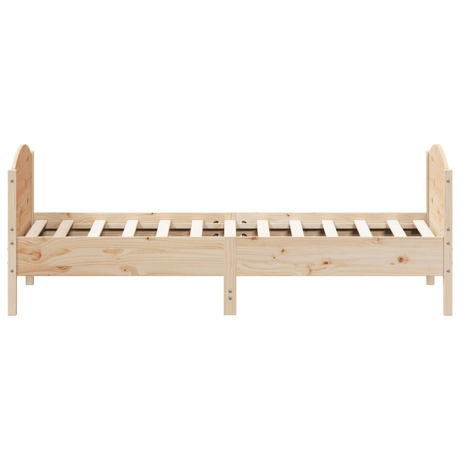 Bedframe met hoofdbord massief grenenhout 75x190 cm