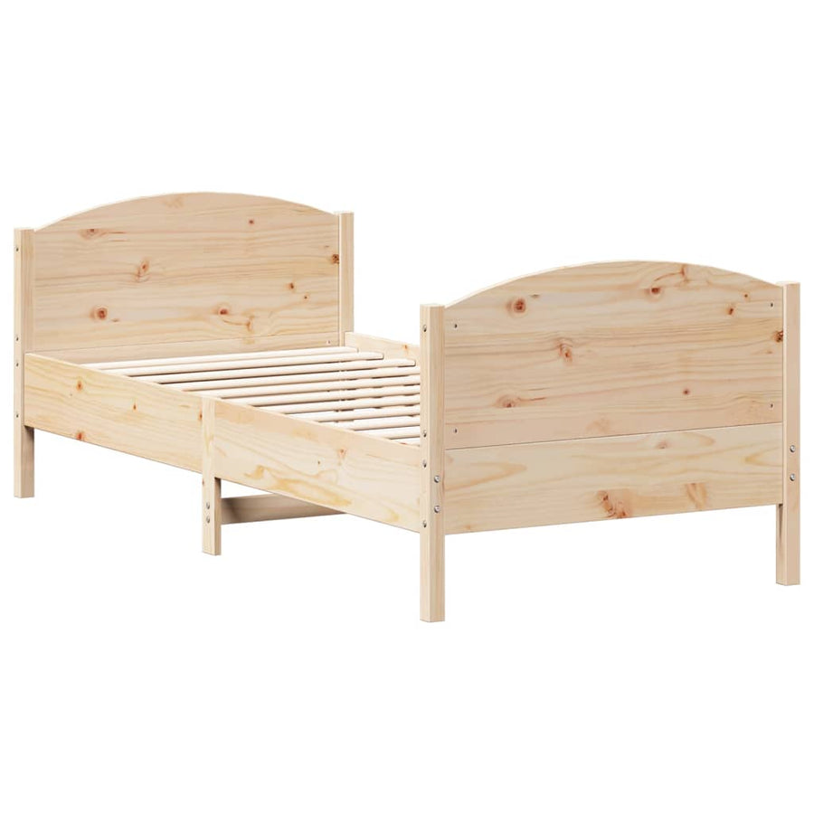 Bedframe met hoofdbord massief grenenhout 75x190 cm