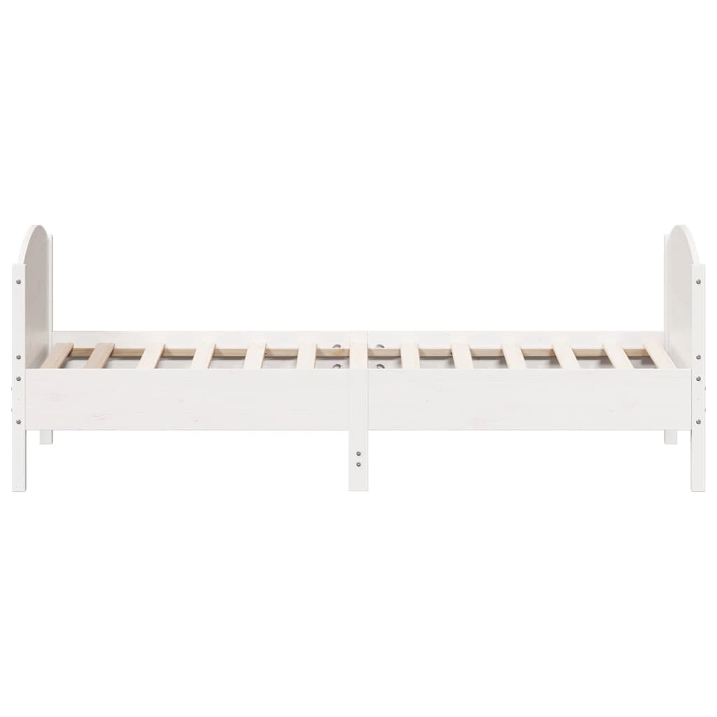 Bedframe met hoofdbord massief grenenhout wit 75x190 cm