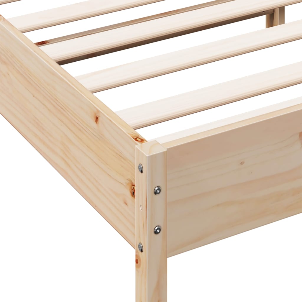 Bedframe met hoofdbord massief grenenhout wit 140x200 cm