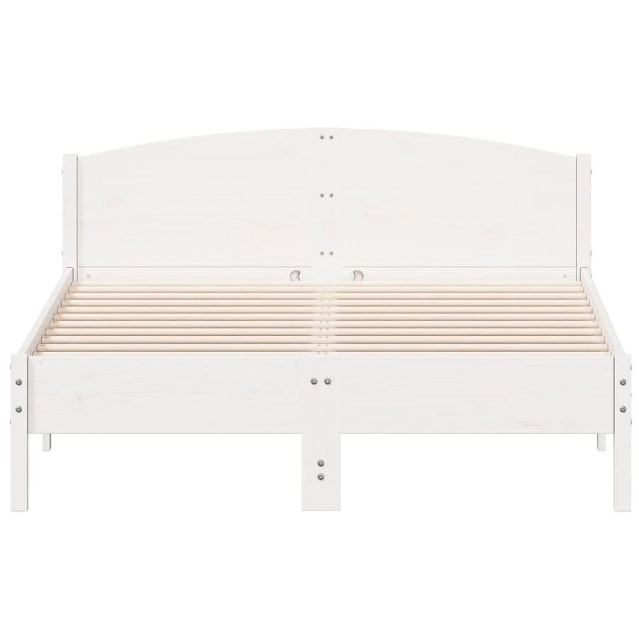 Bedframe met hoofdbord massief grenenhout wit 140x200 cm
