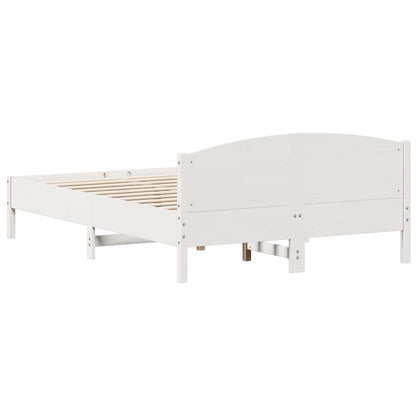 Bedframe met hoofdbord massief grenenhout wit 140x200 cm