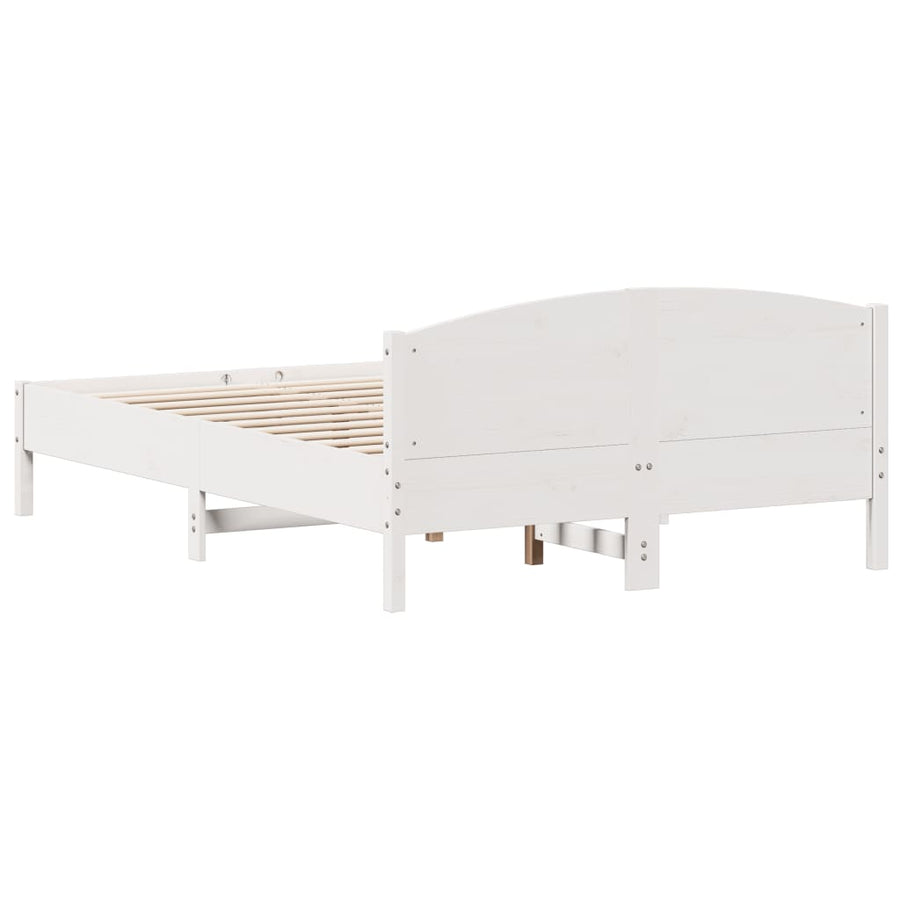 Bedframe met hoofdbord massief grenenhout wit 140x200 cm