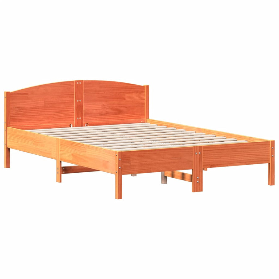 Bedframe Met Hoofdbord Grenenhout Was Bruin 140 x 200 cm