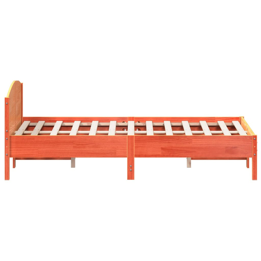 Bedframe Met Hoofdbord Grenenhout Was Bruin 140 x 200 cm